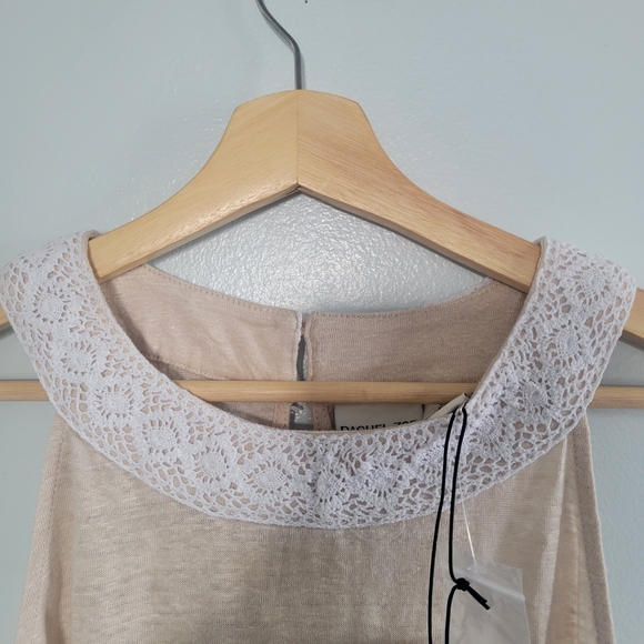 NWT RACHEL ZOE 100% Linen Sleeveless Lace Collar Top Size M - Picture 3 of 9